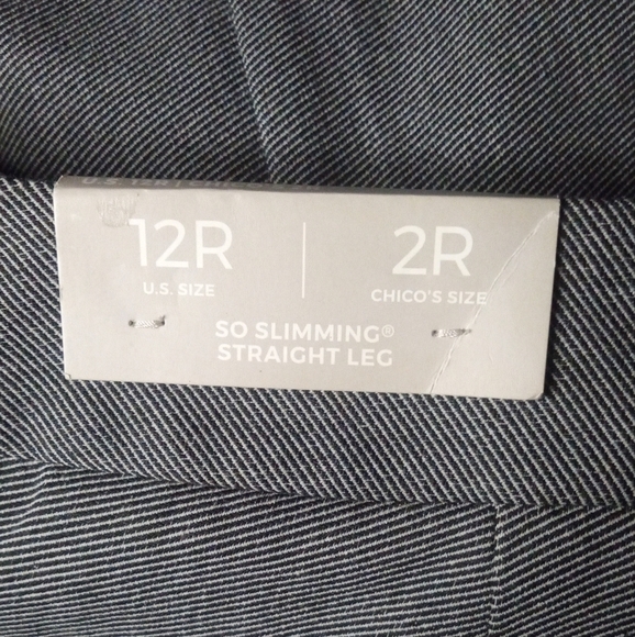 Chico's So Slimming Sophia Twill Striped Straight Leg Pants NWT Size 2 12 - Picture 13 of 14